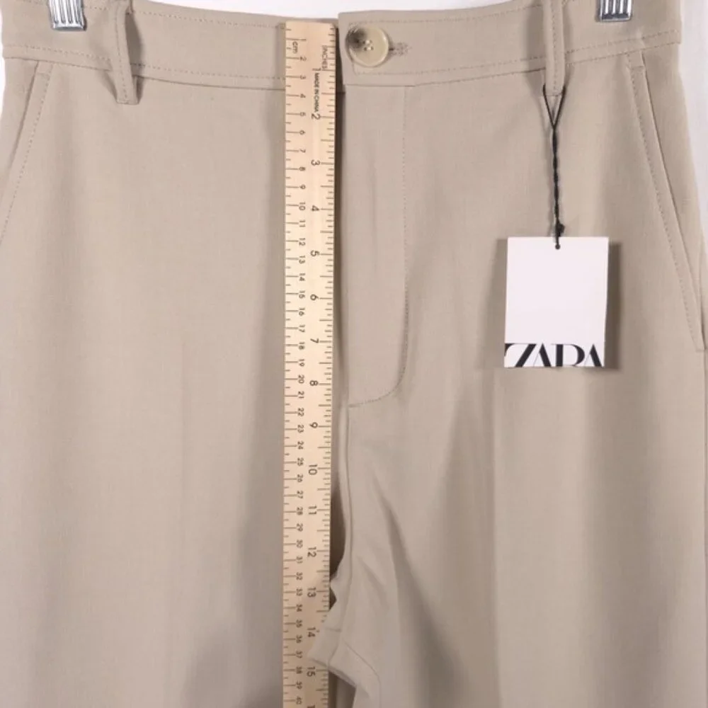 ZARA Wide Leg High Waist Straight‎ Pants Trousers Pressed Crease 2757/703 MEDIUM